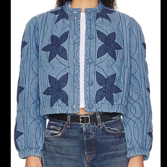 Free People Quinn Quilted Jacket Indigo Combo - Picture 6 of 12